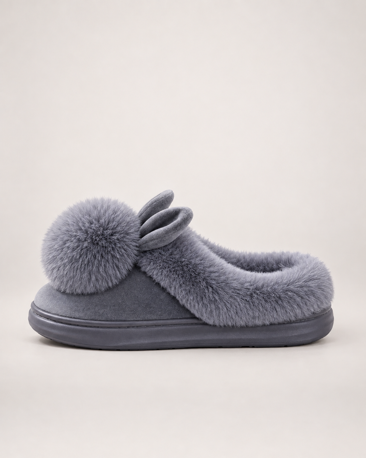 Women's Closed Back Slippers in Grey, side profile view