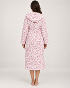 Women's Floral Hooded Dressing Gown in Pink, back view