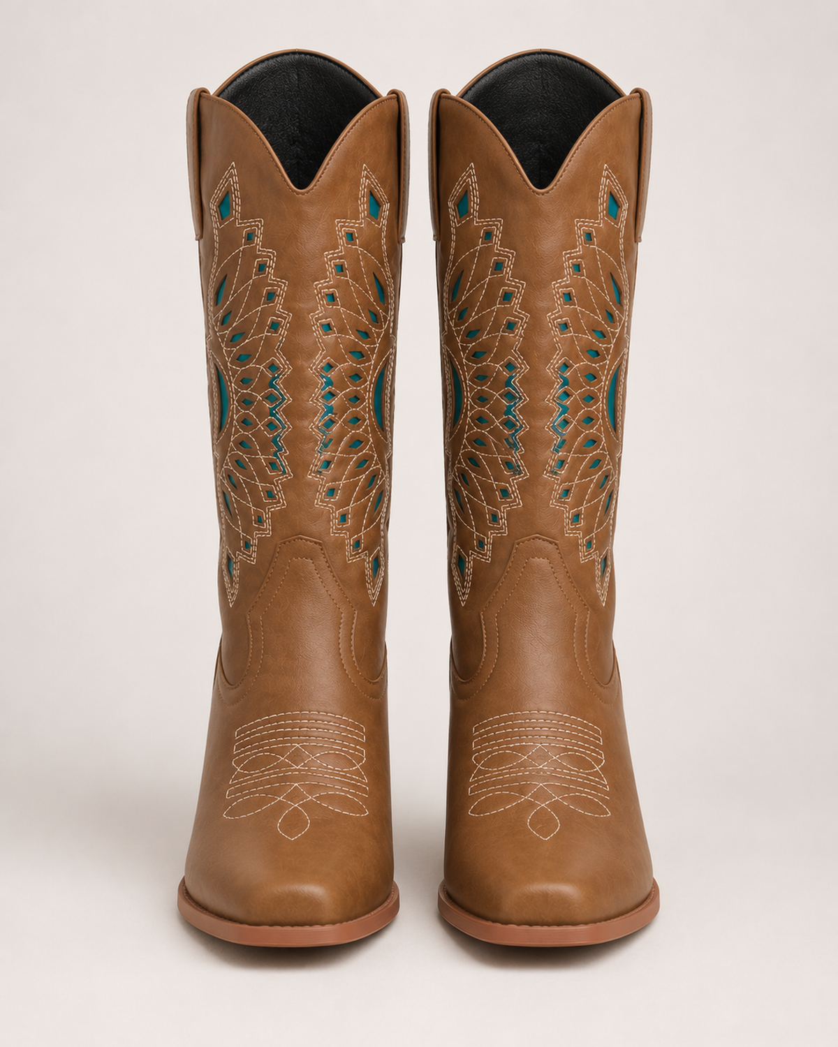 Women's Western Boots – Embroidered Square Toe in UK 3, front view