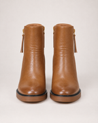 Women's Ankle Boots – Chunky Block Heel in Brown, front view