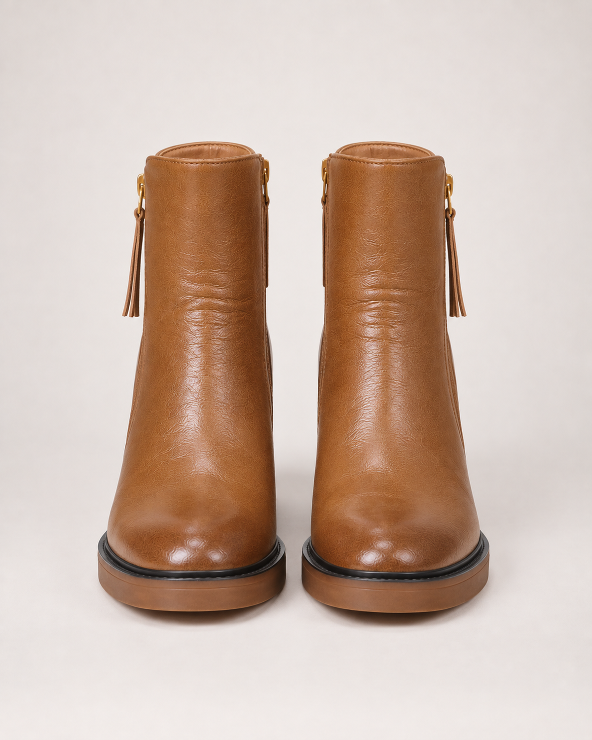 Women's Ankle Boots – Chunky Block Heel in Brown, front view