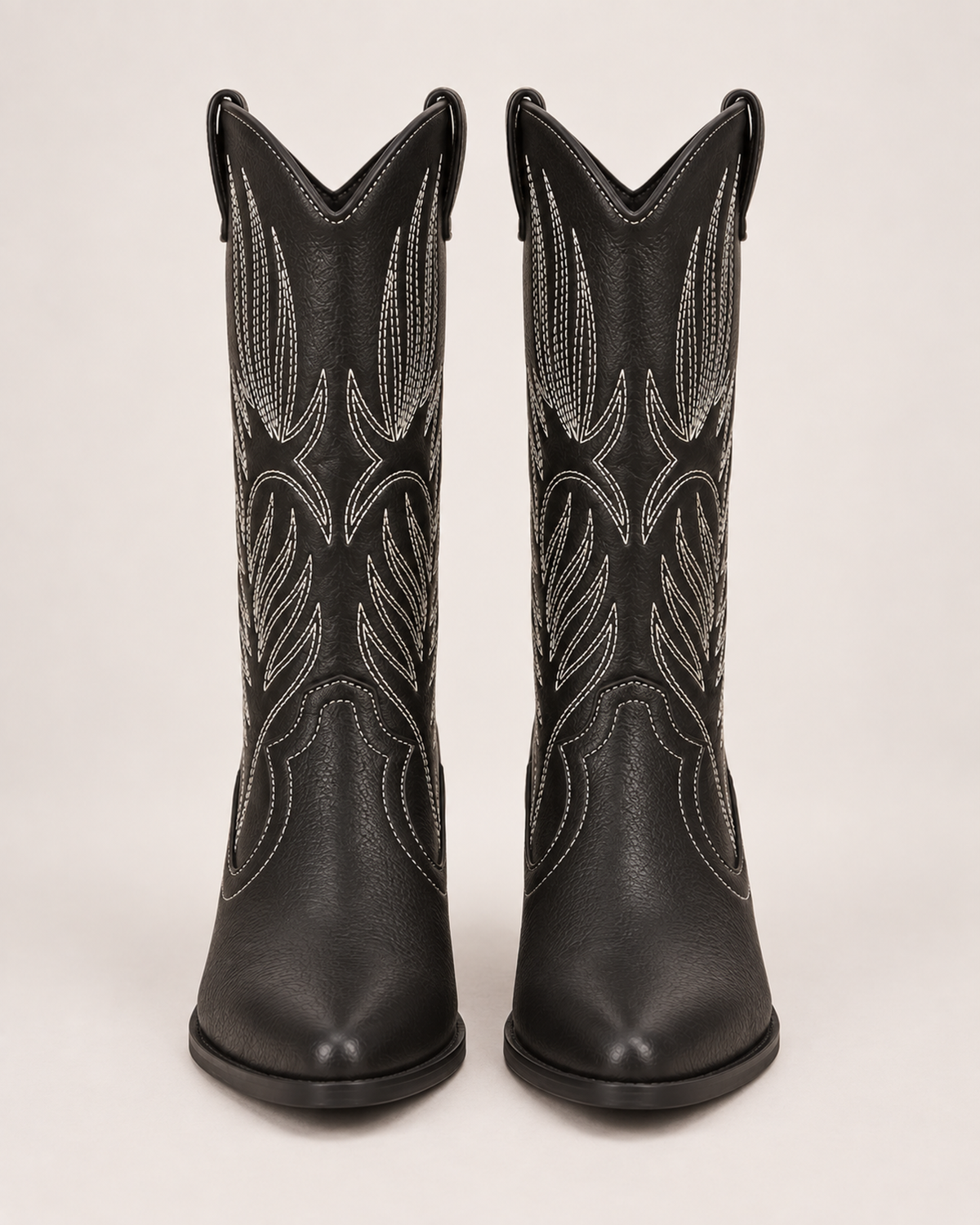 Women's Western Boots – Pointed Toe in Black, front view