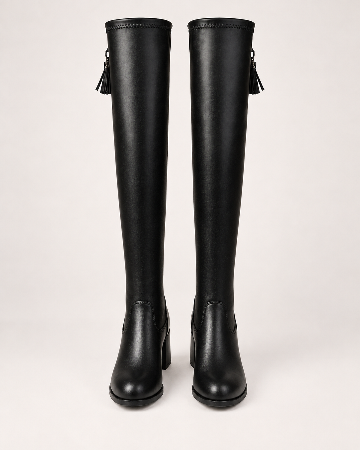 Women's Knee High Boots - Warm-Lined Heel Style, straight front pair view