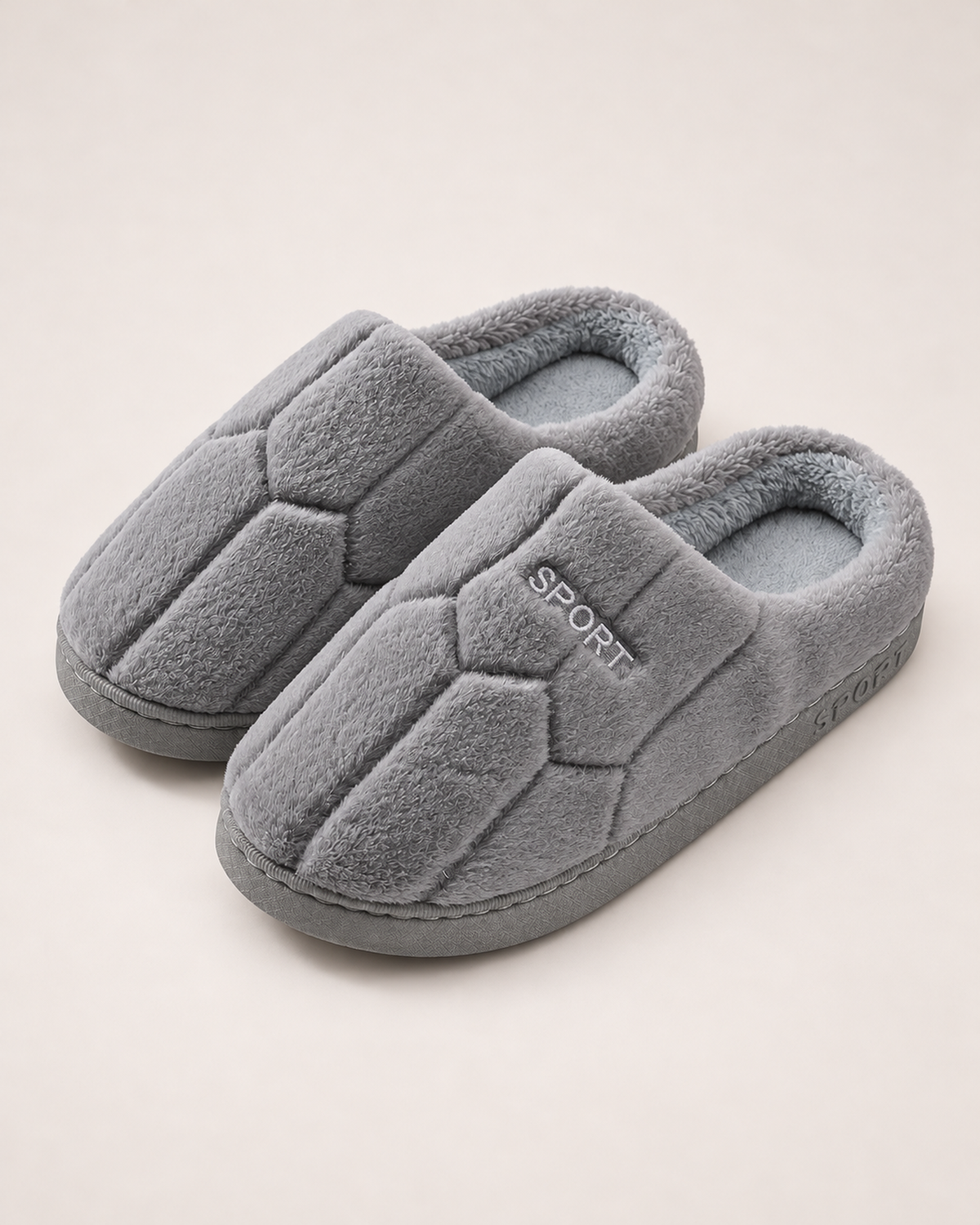 Men's Slippers - Quilted Sport-Patch Style, elevated front view