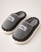 Men's Slippers - Ribbed-Trim Plush Style, elevated front view