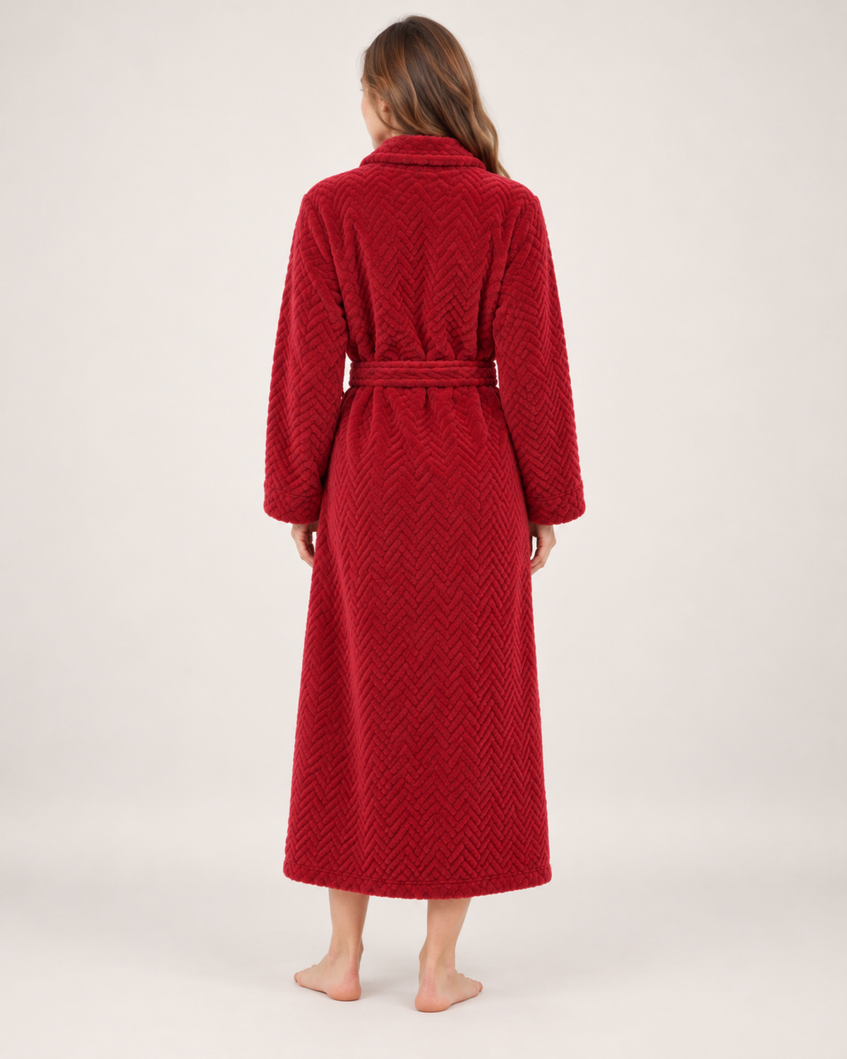 Women's Dressing Gown - Jacquard Shawl-Collar Style, full rear view