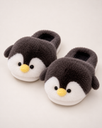 Women's Penguin Slippers in Black, raised front view