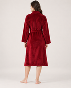 Women's Long Fleece Dressing Gown – Belted Robe, rear view showing the back, sleeve shape and full length