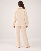 Women's Fleece Pyjama Set – Button-Front Loungewear, rear view showing the back of the top and full trouser length