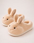 Women's Fluffy Slippers - Plush Rabbit Style, elevated front and top view