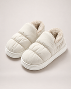 Padded Closed Back Slippers in White, front top view