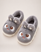Cartoon Closed Back Slippers in Blue & Grey, front top view