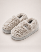 Men's Plush Closed Back Slippers in Grey, front top view