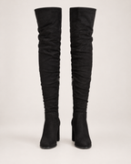 Women's Over-the-Knee Boots: Stretch High Heel Style in Black, pair straight front