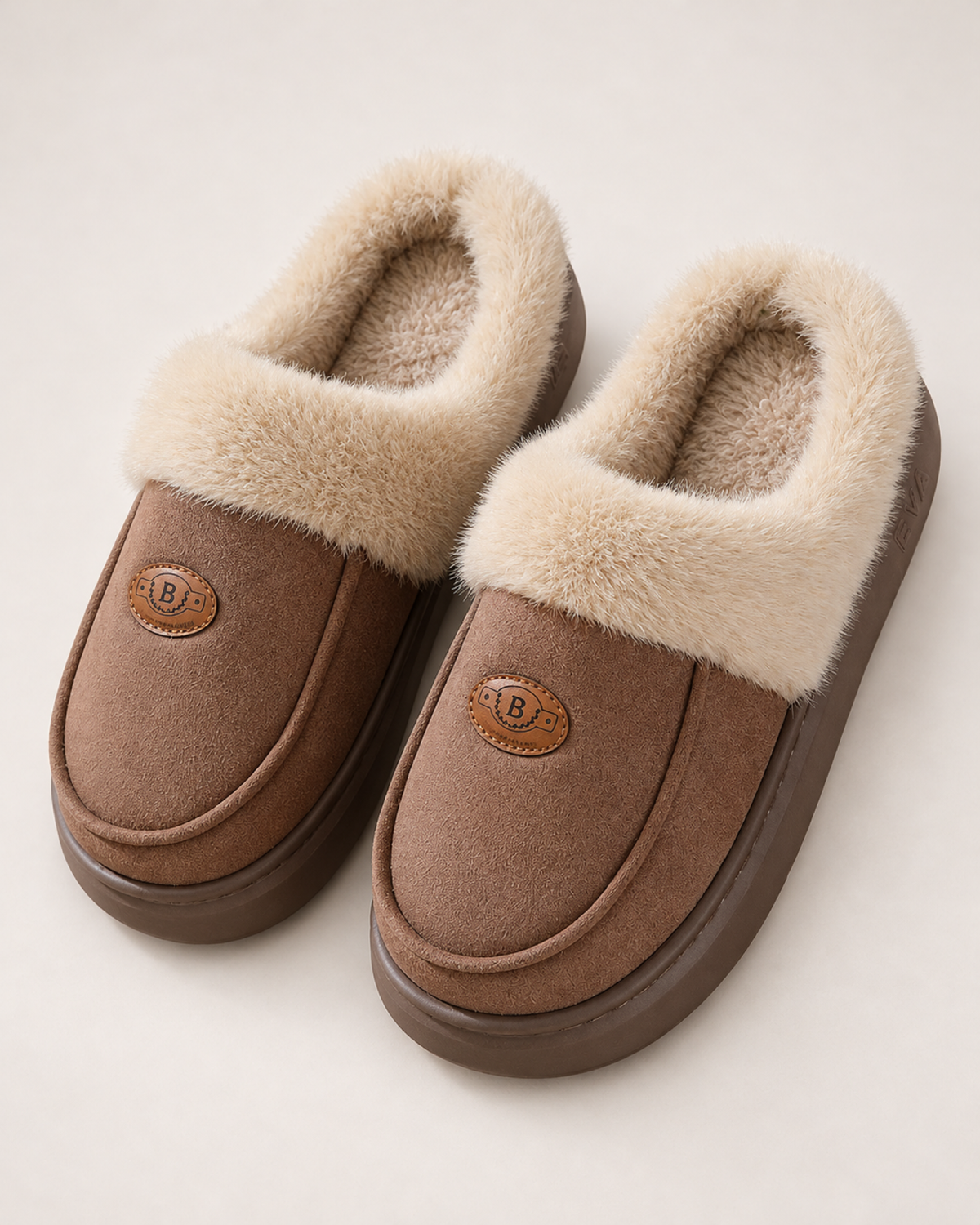 Men's Slippers: Suede-Effect House Style, elevated front top
