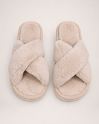 Women's Cross Strap Slippers in Khaki, front top view
