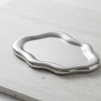Mira Cloud Jewellery Tray in Silver Mirror — Show the reflective glaze and sculpted rim.