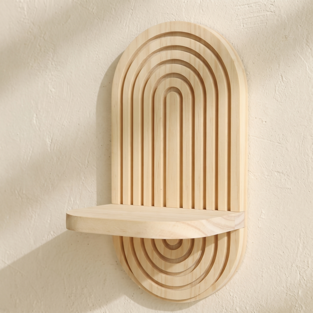 Solenne Arched Wall Planter in Halo Pair — Show pale wood grain and nested arch craftsmanship.
