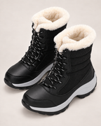 Women's Snow Boots - Faux-Fur Lace-Up Style, elevated top view showing openings and upper construction