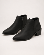 Women's Ankle Boots - Side-Zip Mid-Heel Style, elevated view of openings and construction