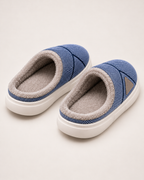 Men's Slippers - Chevron-Panel Plush Style, rear construction view