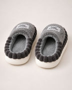 Men's Slippers - Ribbed-Trim Plush Style, rear construction view
