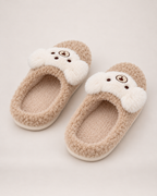 Women's Fluffy Slippers - Teddy Bear Style, rear construction view