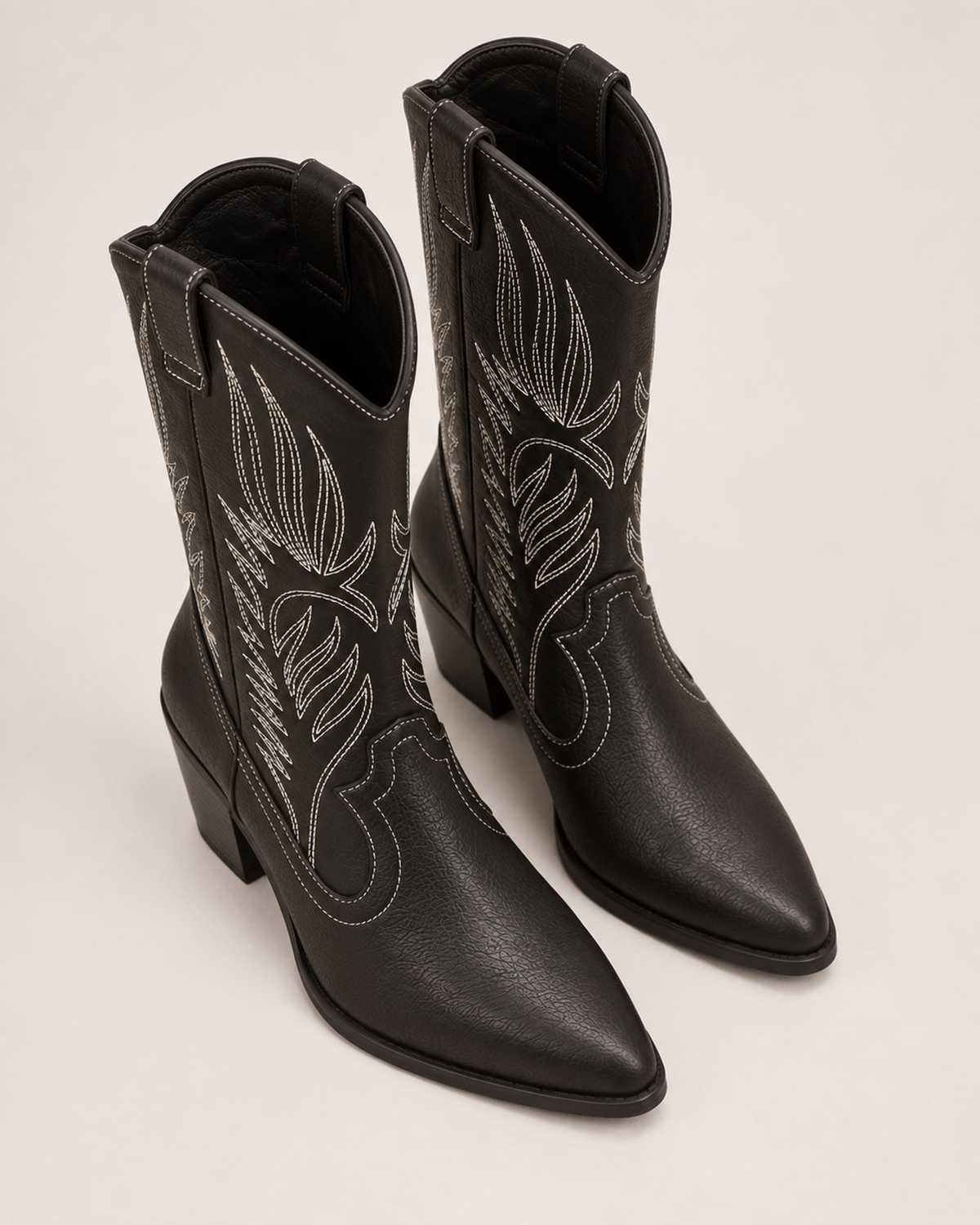 Women's Western Boots – Pointed Toe in Black, elevated view