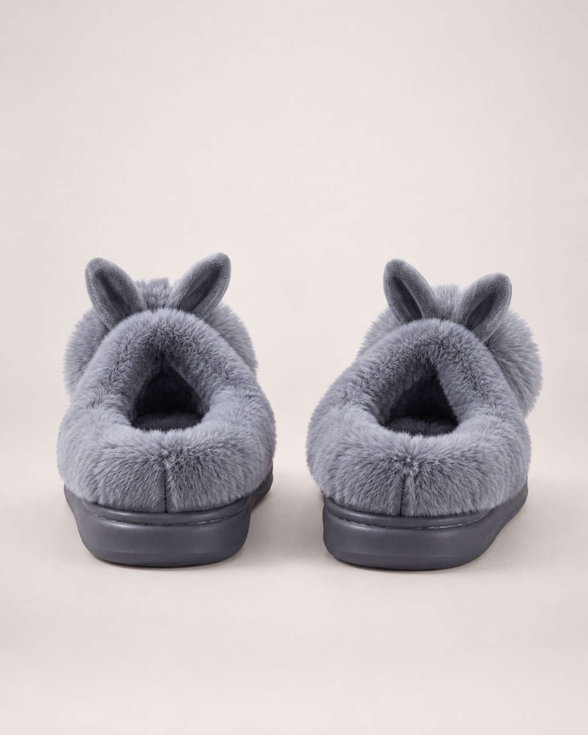 Women's Closed Back Slippers in Grey, back heel view