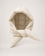 Women's Quilted Puffer Headscarf in Cream, complete product view