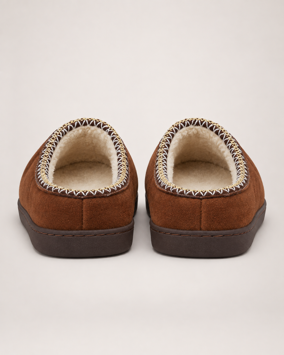 Thick Sole House Slippers in Coffee, back heel view