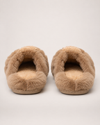 Women's Cat Paw Slippers in Khaki, back heel view