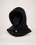 Thermal Fleece Balaclava Hood in Black, complete product view
