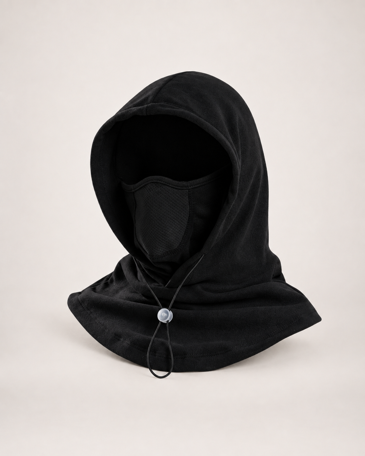 Thermal Fleece Balaclava Hood in Black, complete product view