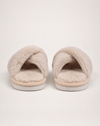 Women's Cross Strap Slippers in Khaki, back heel view