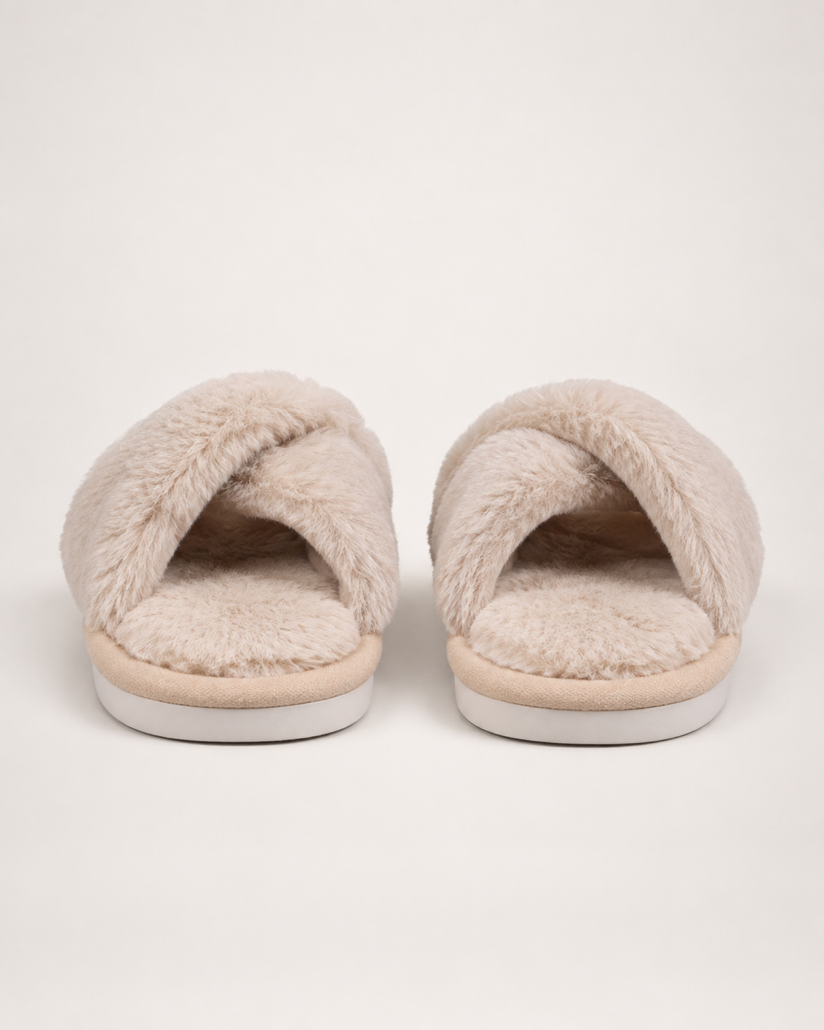 Women's Cross Strap Slippers in Khaki, back heel view
