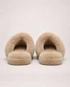 Curly Texture Slippers in Khaki, back heel view