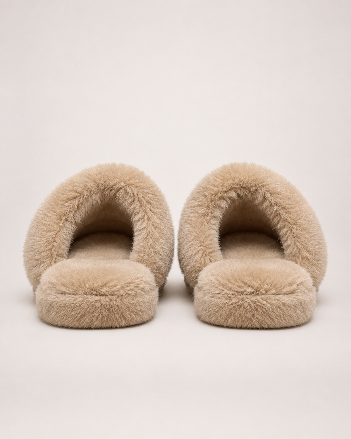Curly Texture Slippers in Khaki, back heel view