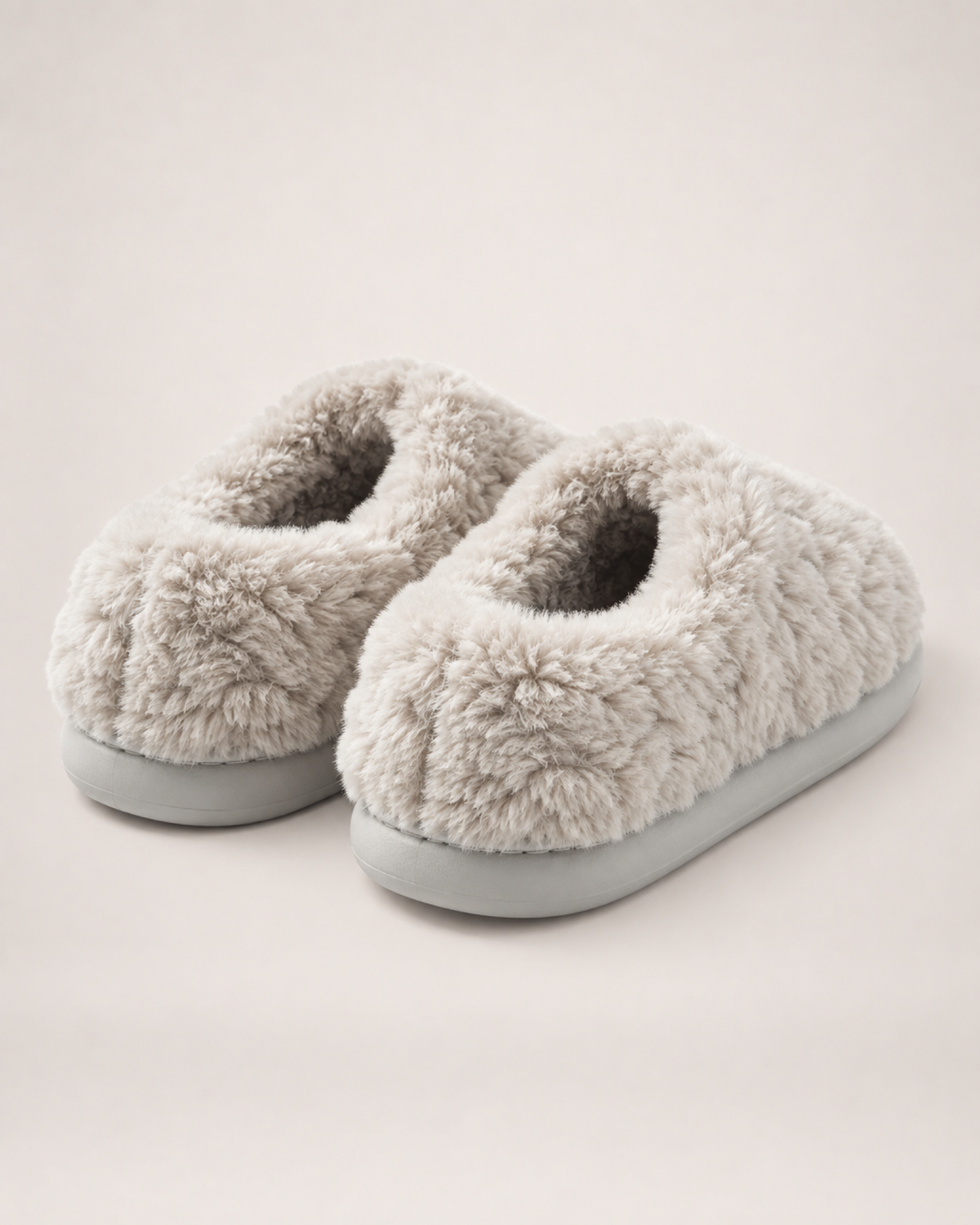 Men's Plush Closed Back Slippers in Grey, back heel view
