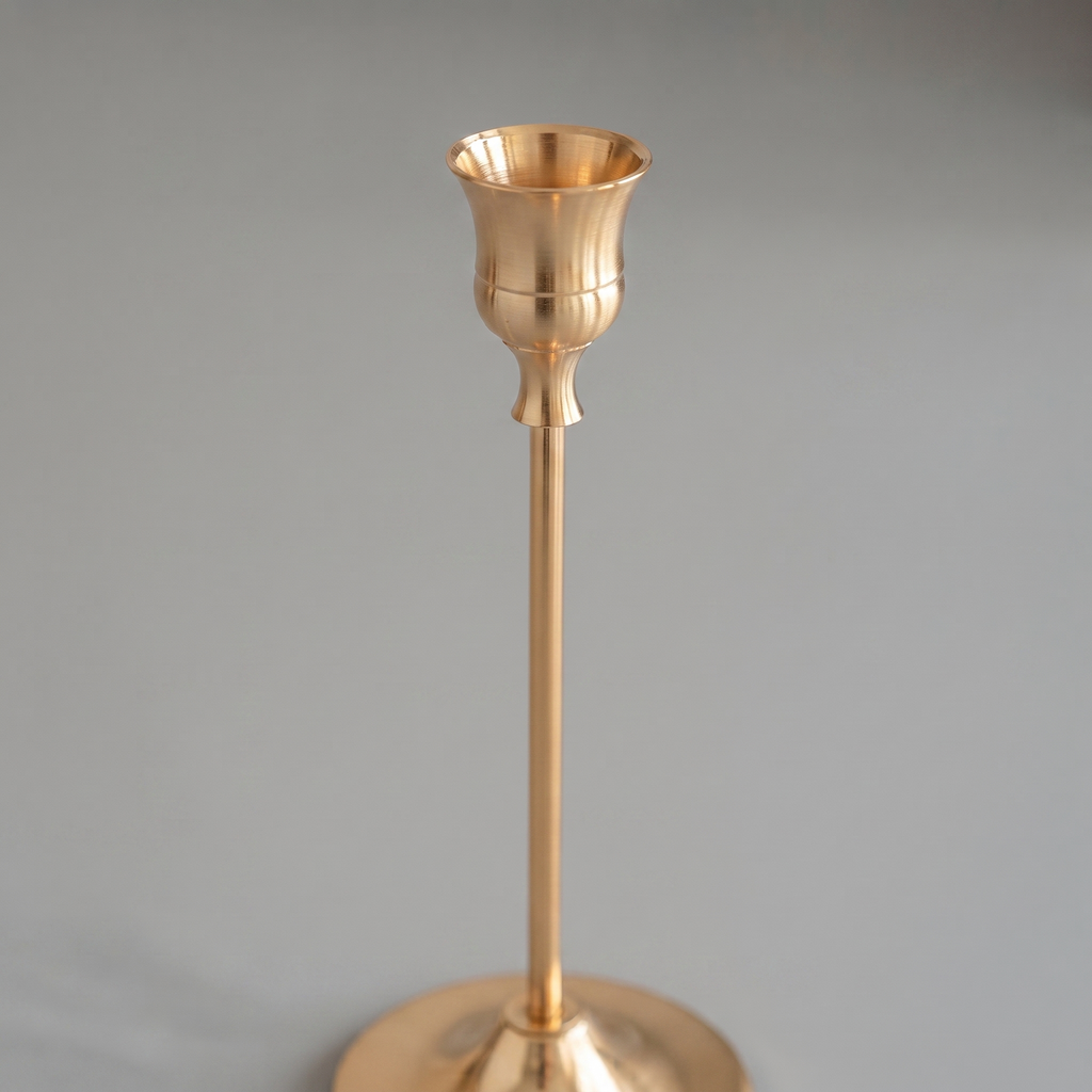 Close-up of the French Gold candle cups, stems and finish