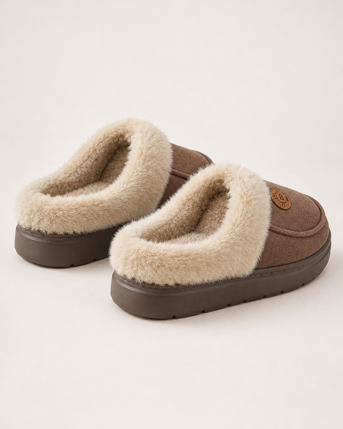 Men's Slippers: Suede-Effect House Style, rear heel view