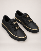 Women's Loafers: Chain Platform Style in Black, pair elevated top