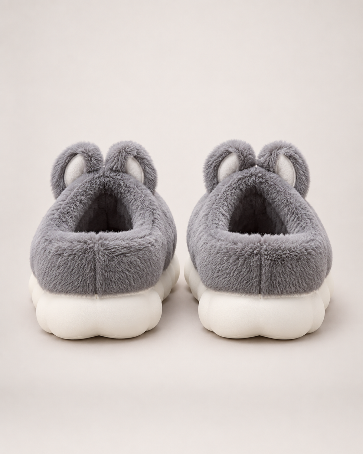 Cartoon Closed Back Slippers in Blue & Grey, back heel view