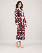 Women's Christmas Check Hooded Dressing Gown in Christmas Check, angled view