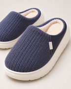 Men's Warm Slippers - Knitted Thick Sole Style, close detail of verified construction