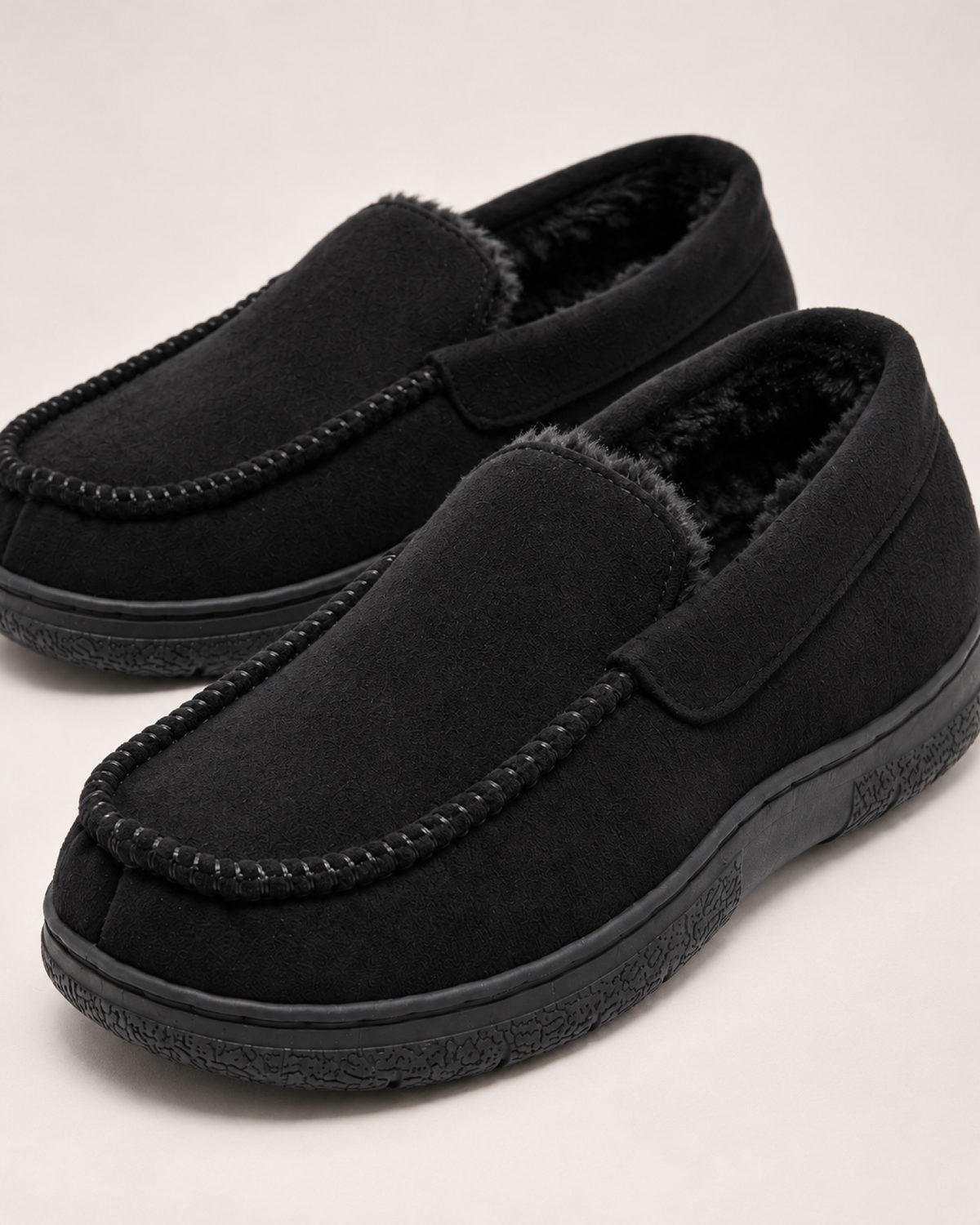 Men's House Slippers - Plaid Warm-Lined Style, close detail of verified construction