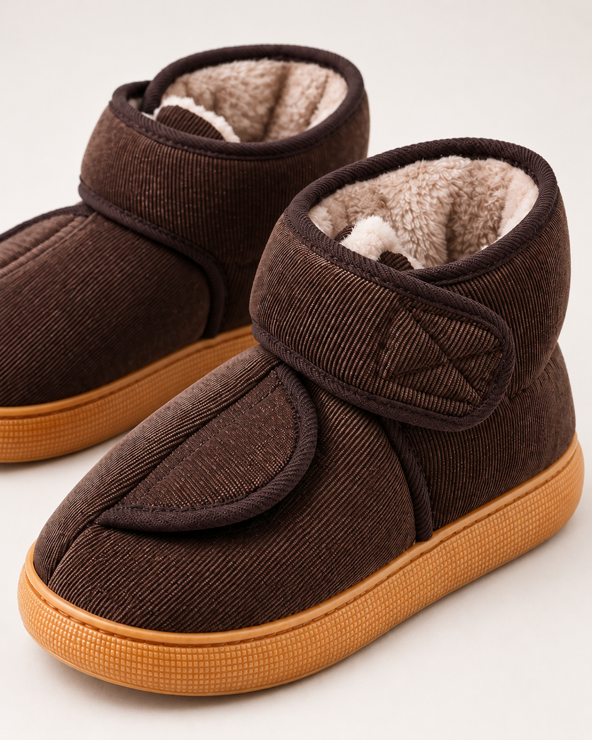 Men's Slipper Boots - Thick Sole Plush Style, close detail of verified construction
