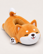 Women's Corgi Slippers in Orange, close-up detail