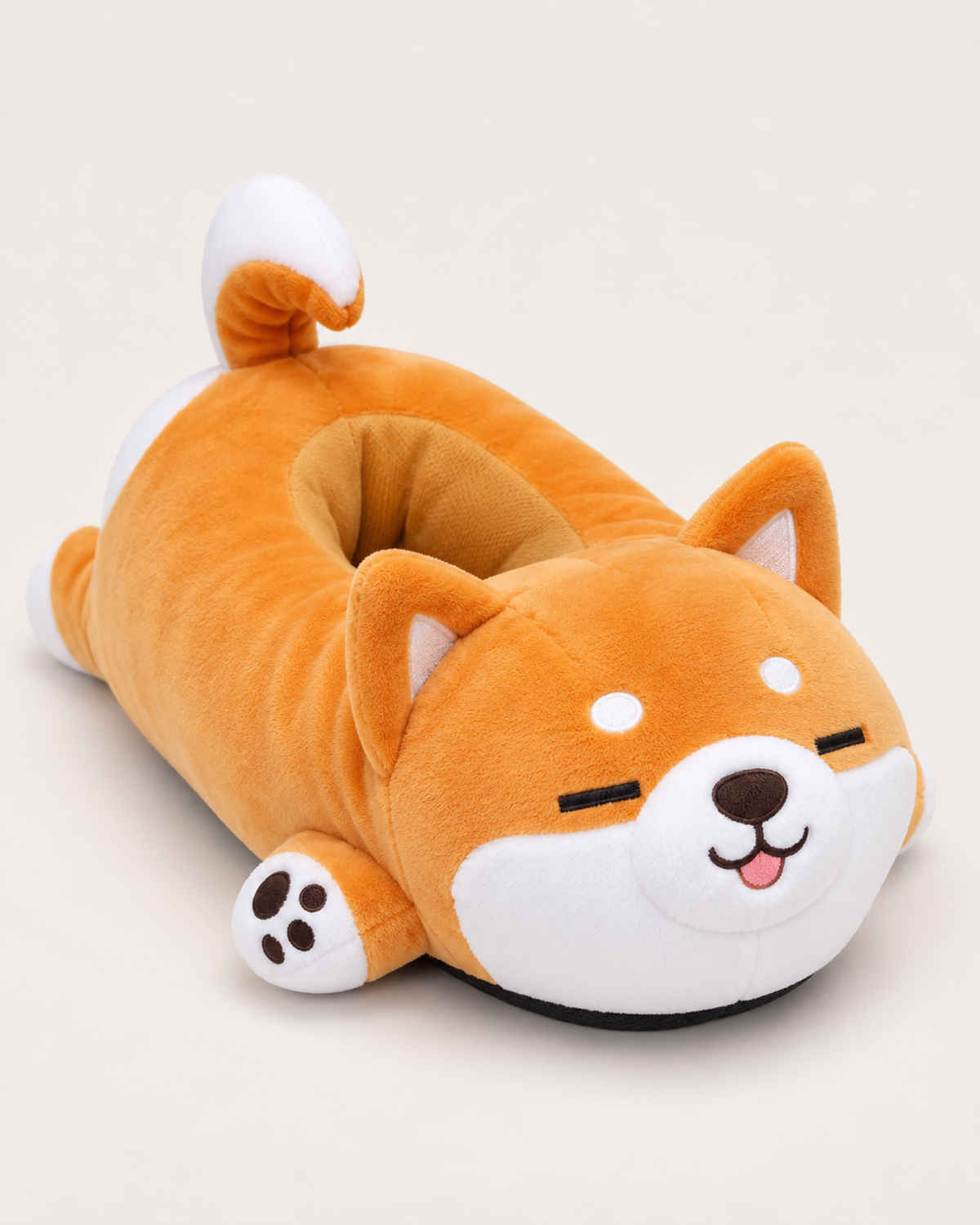 Women's Corgi Slippers in Orange, close-up detail