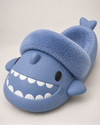 Women's Shark Slippers in Blue, close-up detail